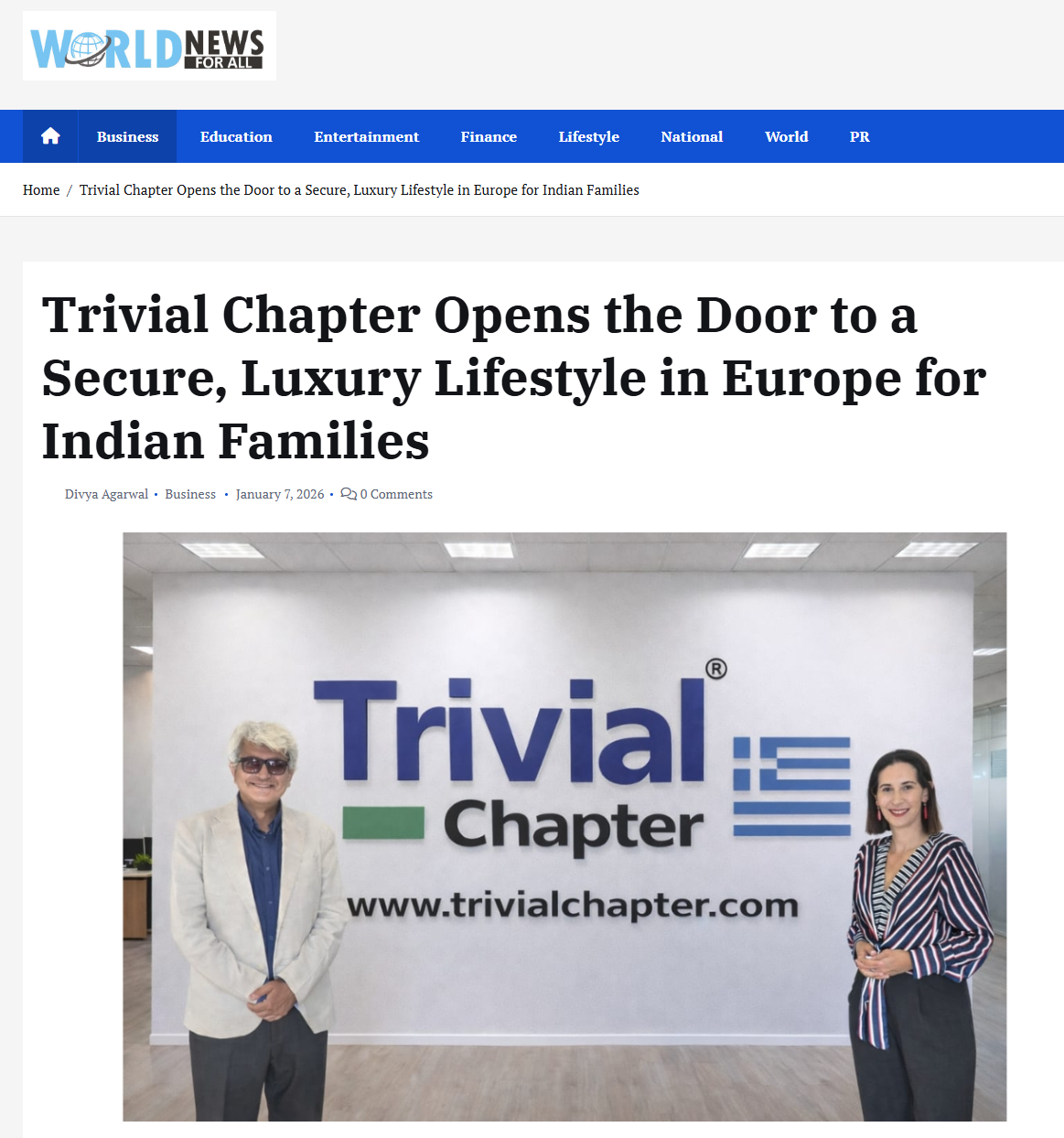 Trivial Chapter Press Articles