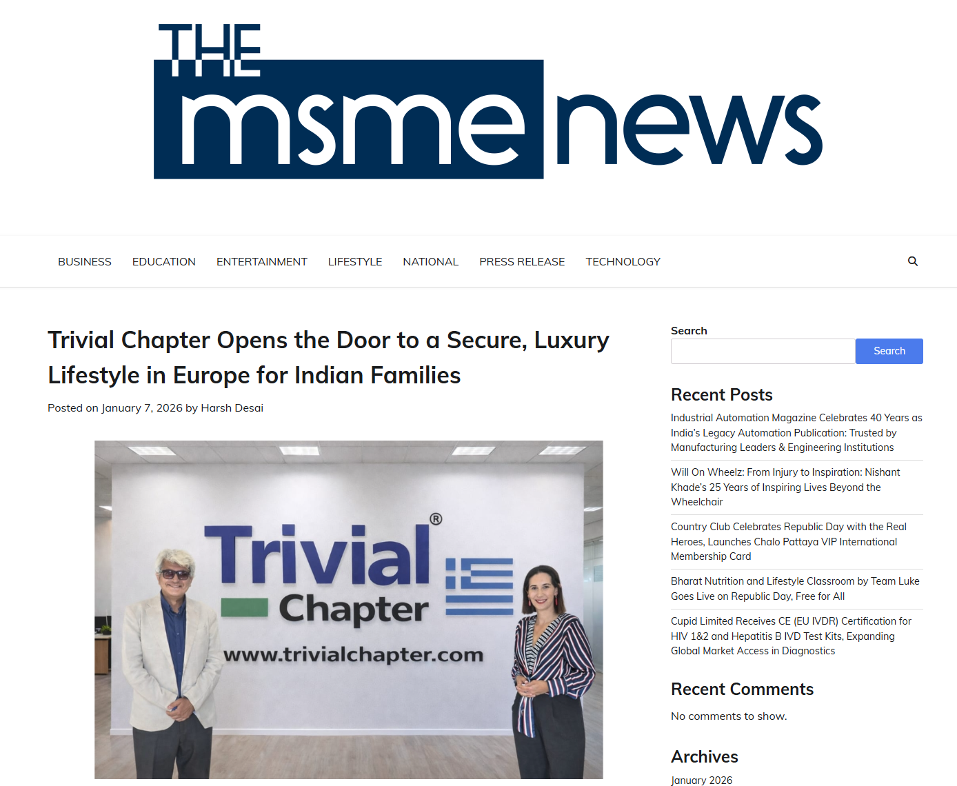 Trivial Chapter Press Articles