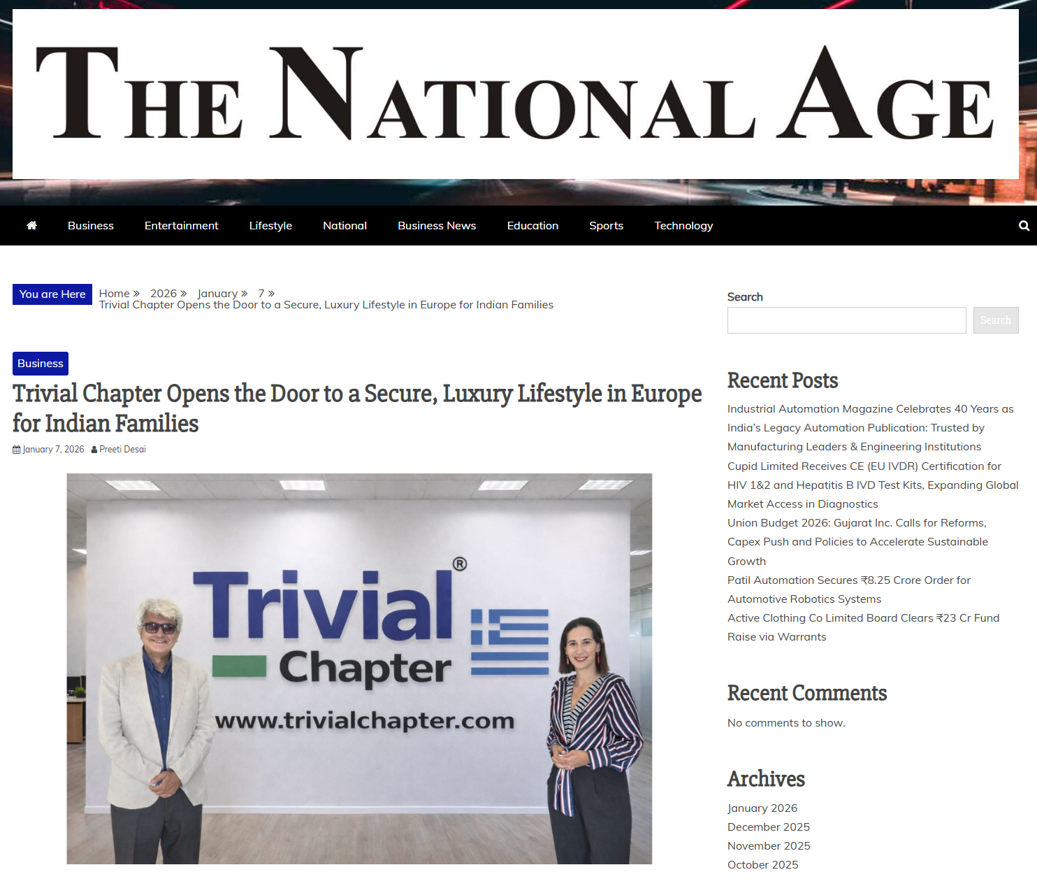 Trivial Chapter Press Articles